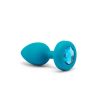 B-VIBE VIBRATING JEWEL PLUG - 3.8 INCH - TEAL - S/M
