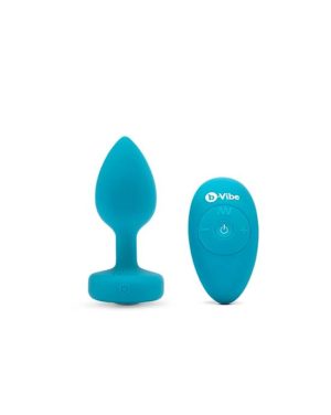 B-VIBE VIBRATING JEWEL PLUG - 3.8 INCH - TEAL - S/M - Image 2