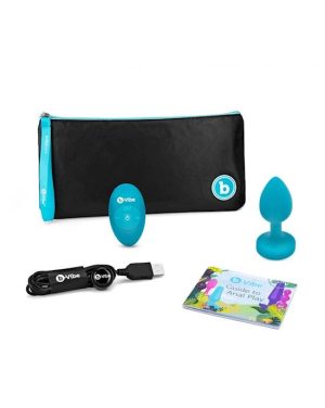 B-VIBE VIBRATING JEWEL PLUG - 3.8 INCH - TEAL - S/M - Image 4