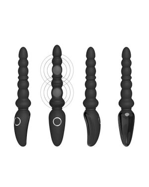 AMORE BEADED VIBRATING MASSAGE WAND - BLACK - 9.3 INCH - Image 3