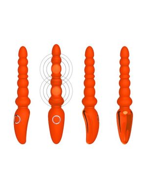 AMORE BEADED VIBRATING MASSAGE WAND - ORANGE - 9.3 INCH - Image 3