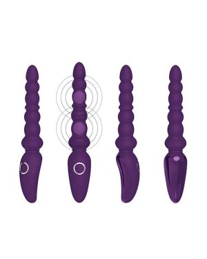 AMORE BEADED VIBRATING MASSAGE WAND - PURPLE - 9.3 INCH - Image 3
