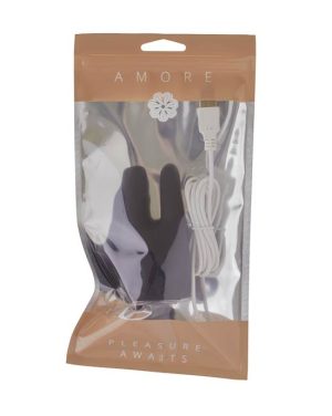 AMORE OPALINE DOUBLE VIBRATOR - BLACK - 4 INCH - Image 2