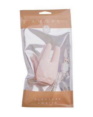 AMORE OPALINE DOUBLE VIBRATOR - PINK - 4 INCH - Image 2