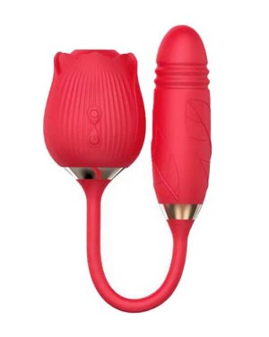 AMORE SUCTION ROSE AND THRUSTING VIBRATOR - 7.5 INCH