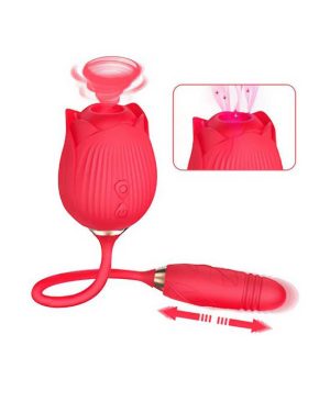 AMORE SUCTION ROSE AND THRUSTING VIBRATOR - 7.5 INCH - Image 2