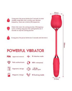 AMORE SUCTION ROSE AND THRUSTING VIBRATOR - 7.5 INCH - Image 3