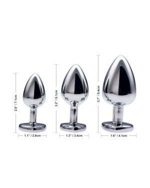 KINK RANGE ALLOY LOVE HEART GEMMED BUTT PLUG 2.7 INCH SMALL - Image 2
