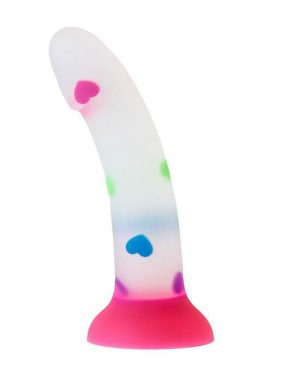 NOOD COLOURS LOVE HEART CONFETTI SILICONE DILDO - 6.9 INCH