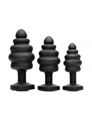 HEART GEM SILICONE 3 PIECE ANAL PLUG SET - 3.6 INCH
